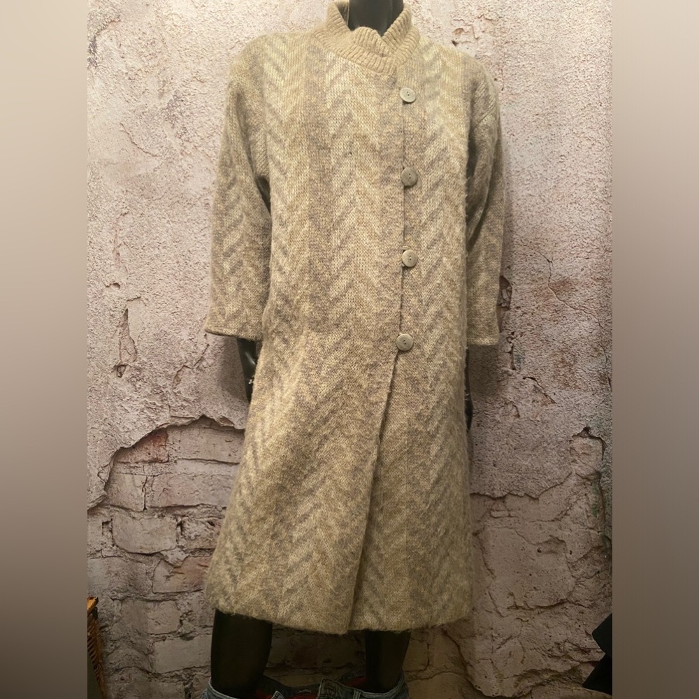 Hilda Tan/White Wool Maxi Coat from Iceland